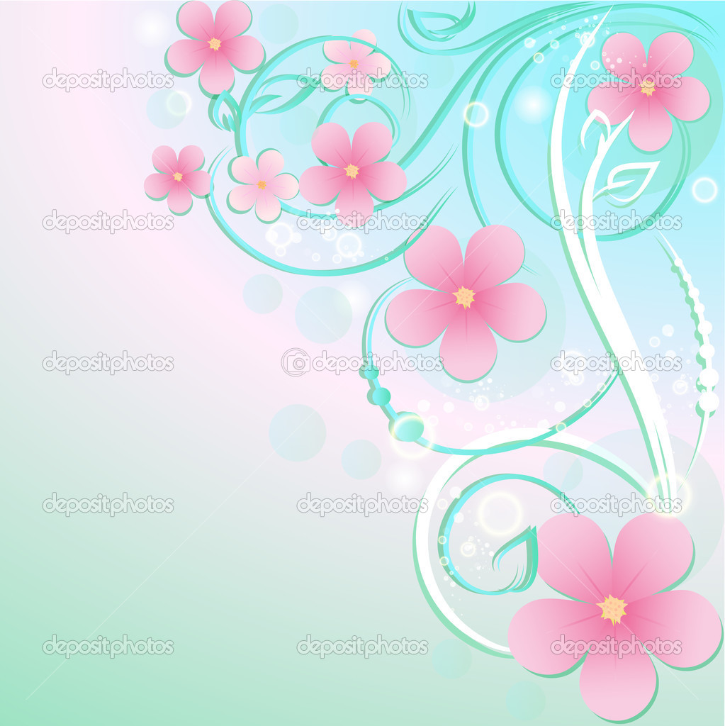 Greeting card with flowers. Vector.