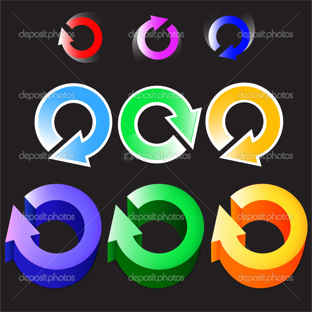 Set of circular colored arrows logos. Vector