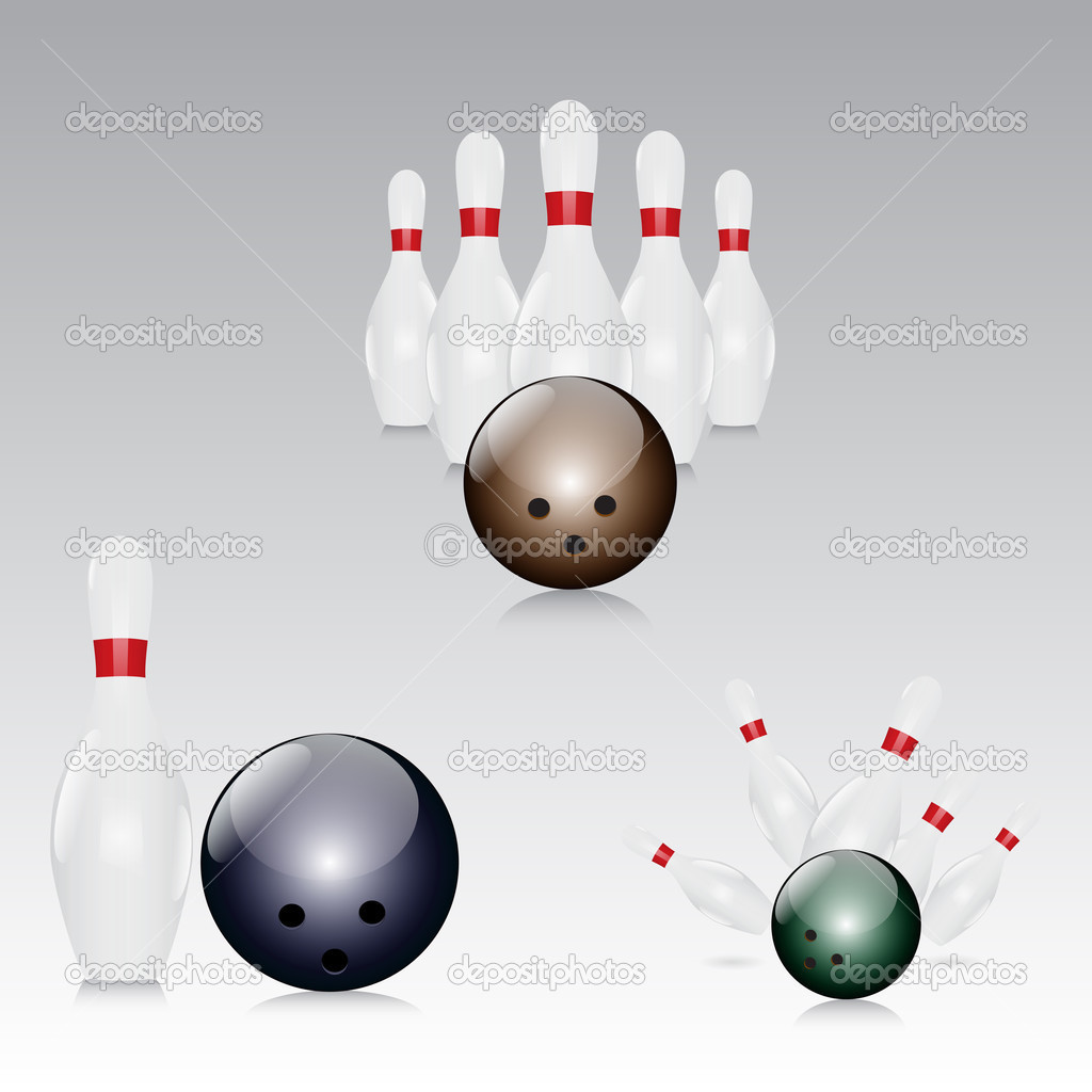 skittles with bowling ball - vector illustration