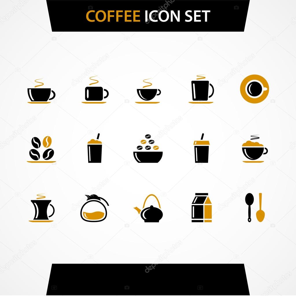 Vector coffee icons set.