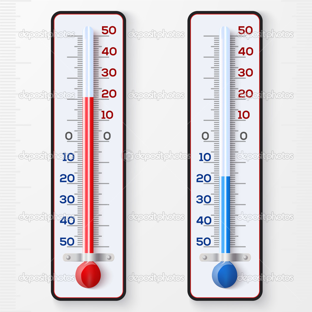 Red and blue thermometers