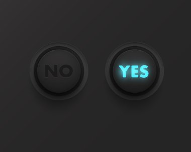 yes no button with black panel clipart