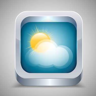 Weather icon with sun and cloud. clipart