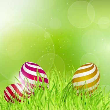 Easter eggs on grass. clipart