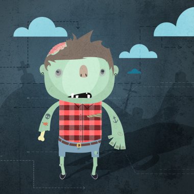 Vector grunge background with zombie. clipart