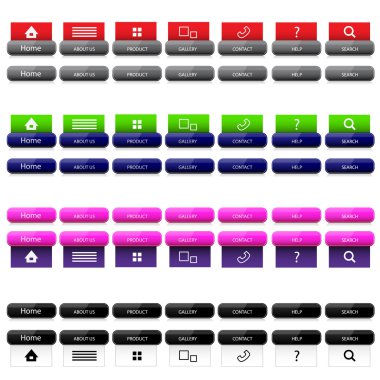 Web site tasarım şablonu gezinti öğeleri Icons set ile: navigasyon menü çubukları