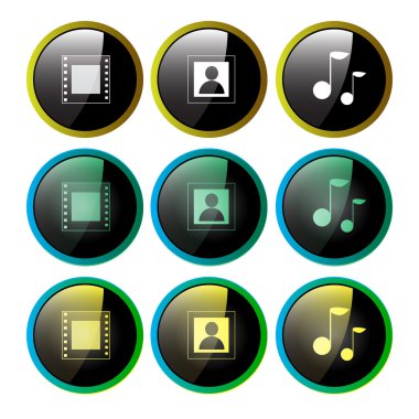 Multimedia icons set - photo and video and music clipart