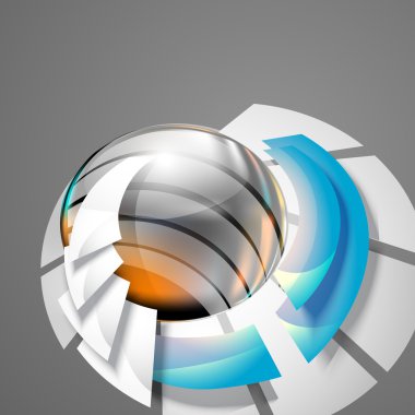Abstract 3d circle bend lines clipart