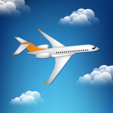 Illustration of airplane in the sky. clipart
