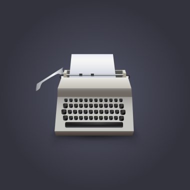 Typewriter with paper, vector design clipart