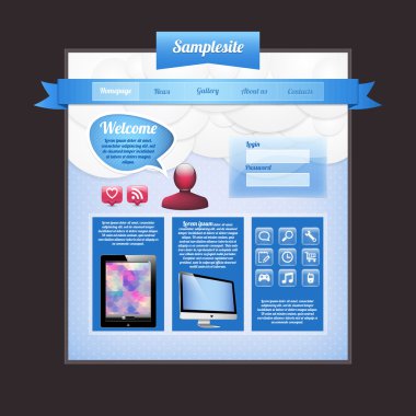 Website Web Design Elements Blue Template clipart