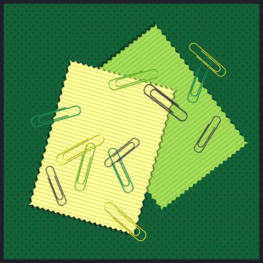 Papers with colored paper clips clipart