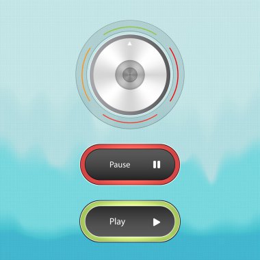 Sound Control Knob and Buttons. Vector illustration.