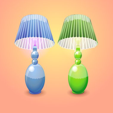 illustration of isolated table lamps clipart