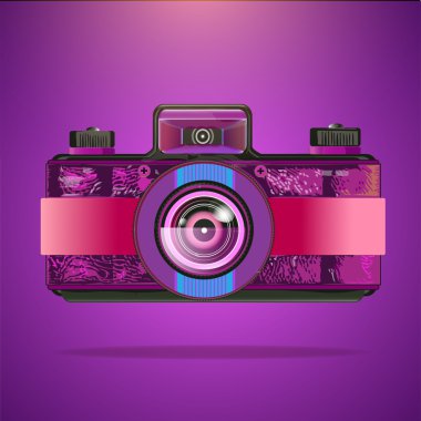 Vector purple retro camera clipart