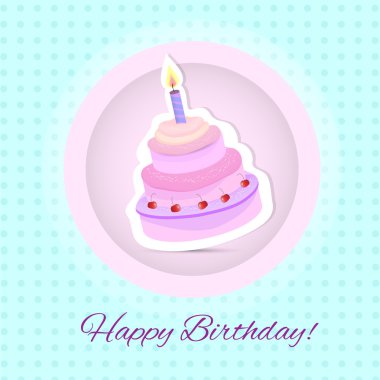 Vector happy birthday card. Birthday cake. Vector Illustration clipart