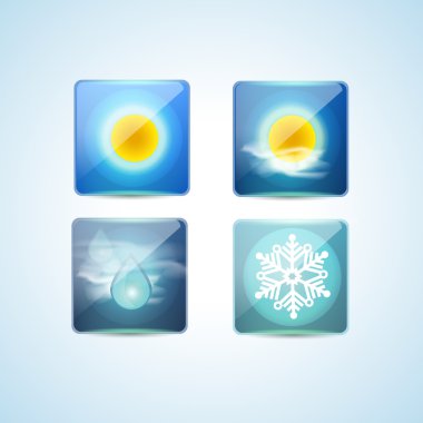 Weather icons over blue background. Vector illustration clipart