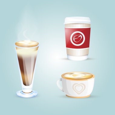Vector set of coffee cups. clipart