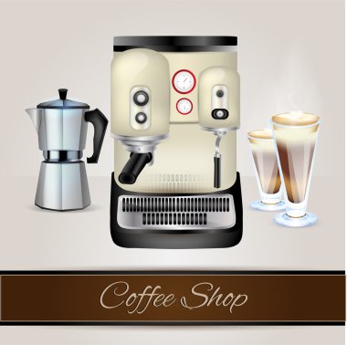Vector collection of coffee-related objects clipart