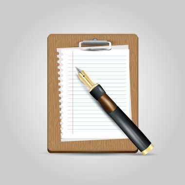 Vector Notepad paper with pen clipart