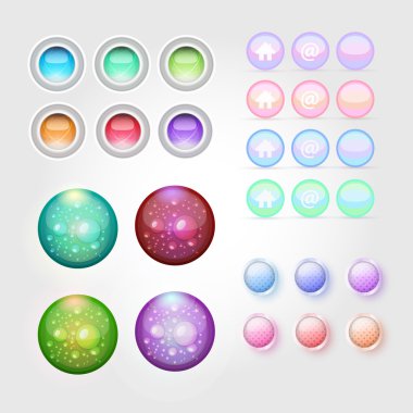 Web buttons icon set. Vector illustration. clipart