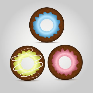 Colorful donuts. Vector design clipart
