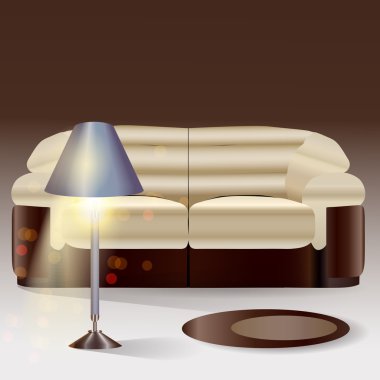 Vector sofa with lamp clipart