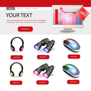 Shop website template design. Vector clipart