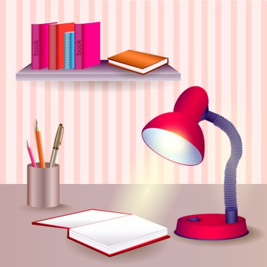 Vector Table with educational objects clipart