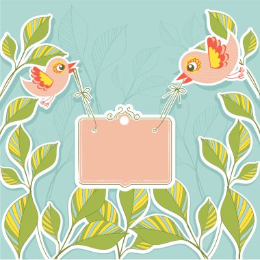 Vector birds holding banner clipart