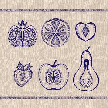 Cute fruits seamless vector background clipart