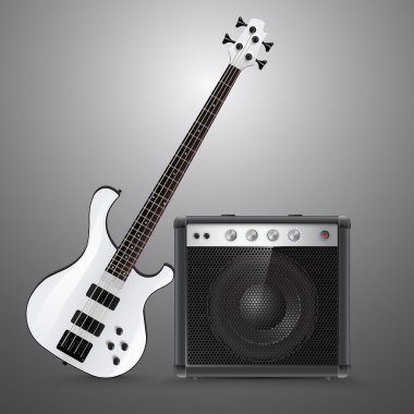 Bass guitar and combo. Vector illustration. clipart