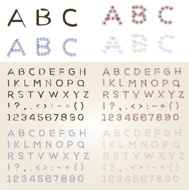 Set of different vector fonts clipart