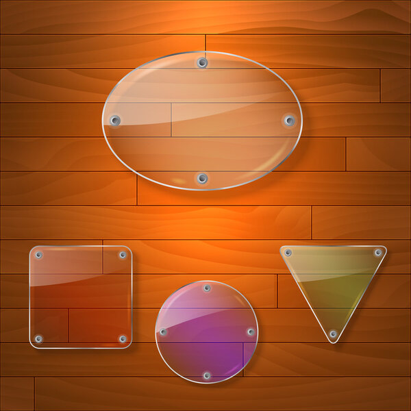 Vector set of shiny glass labels.