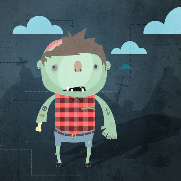 Vector grunge background with zombie.