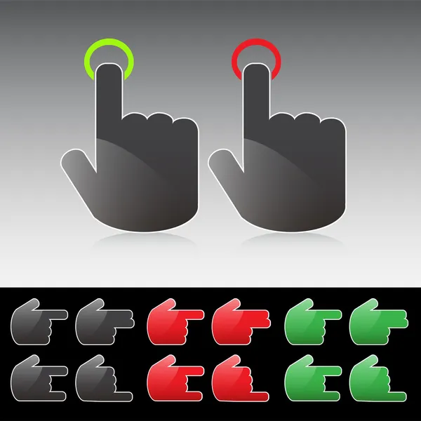 Varios Iconos Botón Mano — Vector de stock