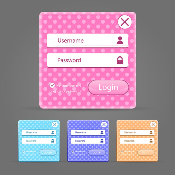 Элемент шаблона формы веб-входа, включает в себя четыре версии для веб-дизайна
