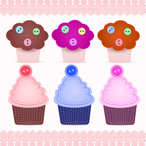 Set of cute cupcakes