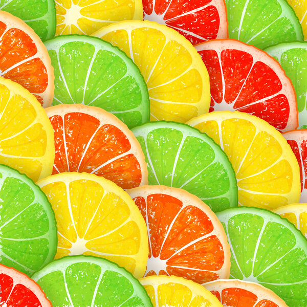 Citrus segments seamless background