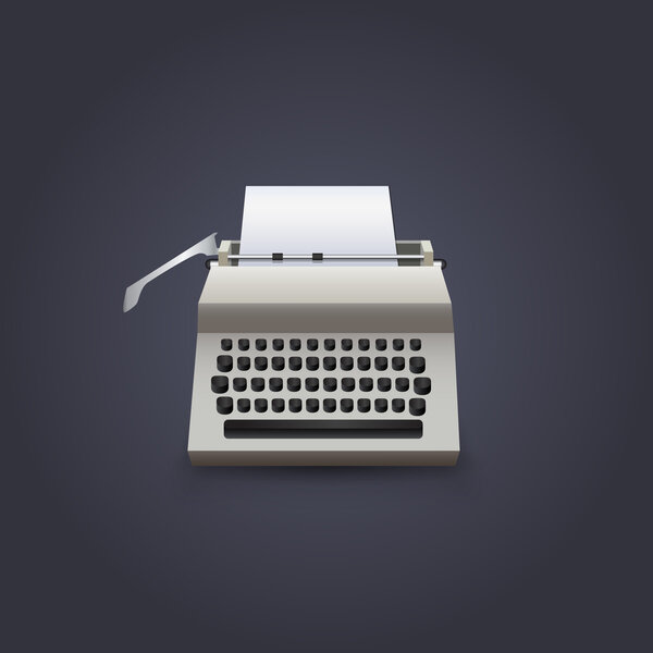 Typewriter with paper, vector design