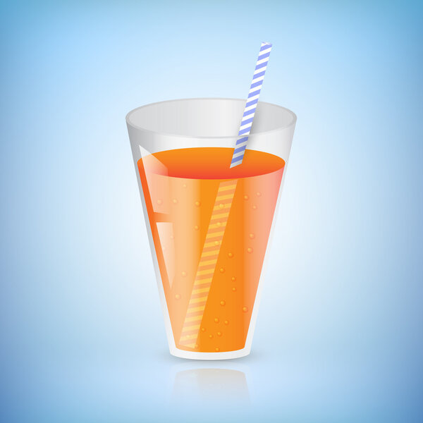 Glass Of Juice With A Straw Vector