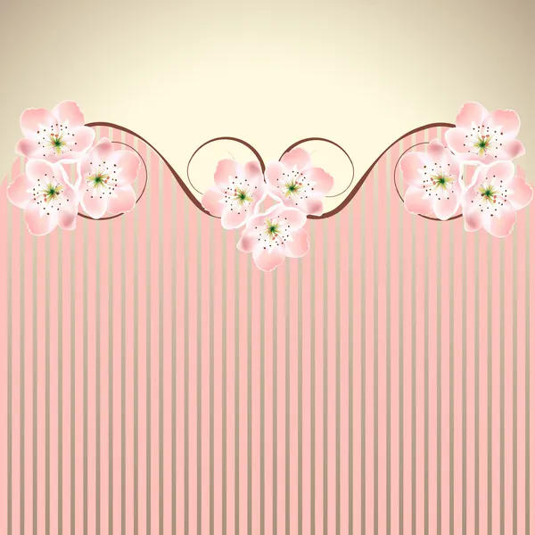 Vector Decoración Rosa Madreselva Sakura Flor Cerezo Ondulado Fondo — Vector de stock