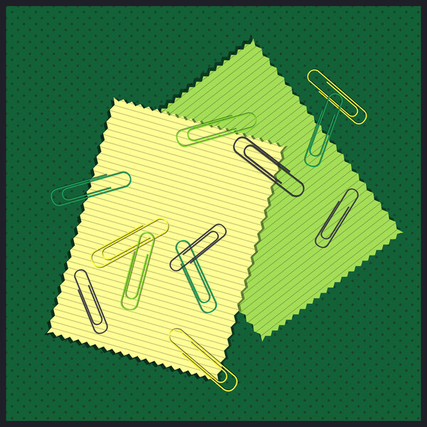 Papers with colored paper clips