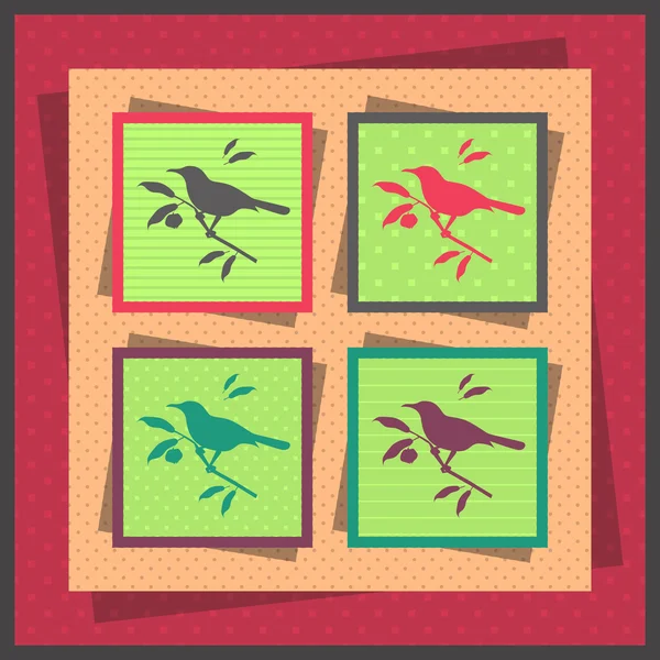 Ensemble Quatre Oiseaux — Image vectorielle