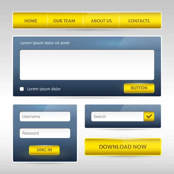 Modèle Conception Site Web Éléments Navigation Avec Icônes Ensemble Barres — Image vectorielle