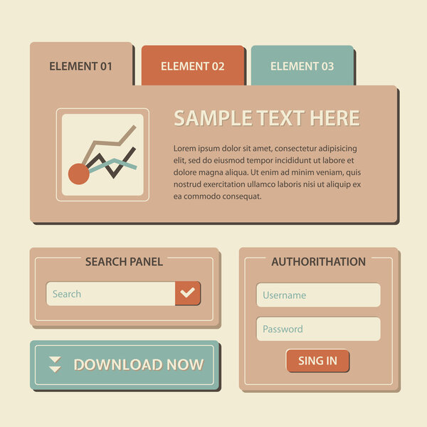 Web site design template navigation elements with icons set: Navigation menu bars