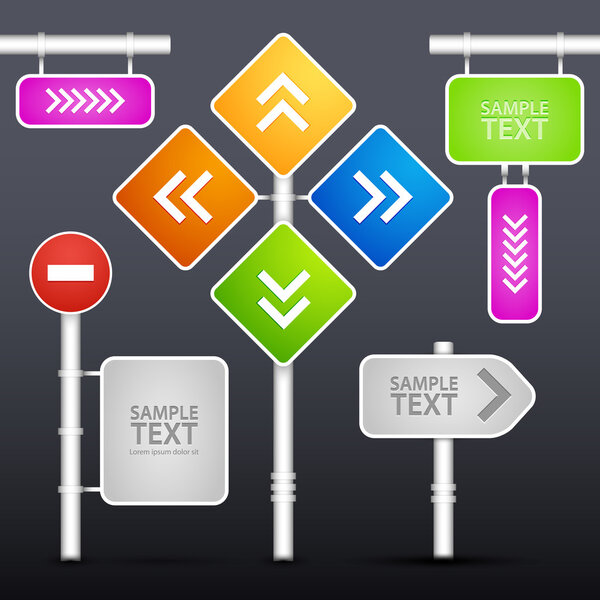 Редактируемые дорожные знаки, векторный дизайн
