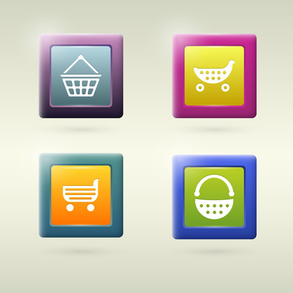Set of shopping cart icon variations