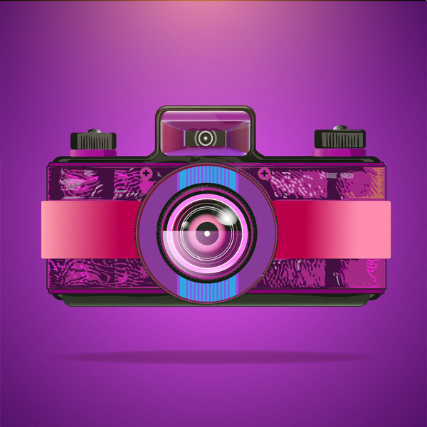 Vector purple retro camera