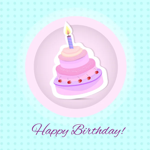 Vector Happy Birthday Card Birthday Cake Vector Illustration — Stock Vector